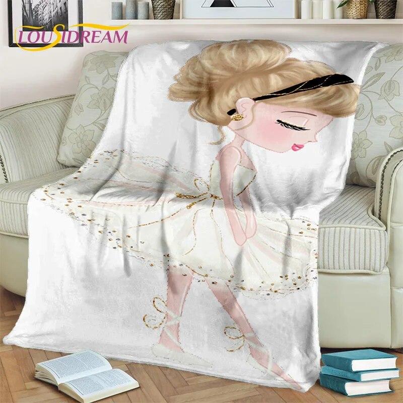 Cartoon Ballerina Fairy Cute Ballet Girl Blanket,soft Throw Blanket for Home Bedroom Bed Sofa Picnic Office Cover Blanket Kids