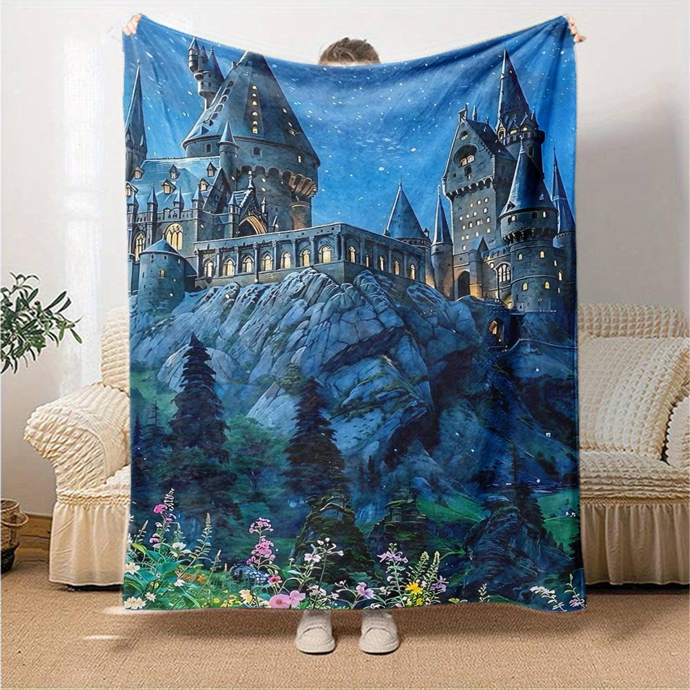 1pc castle tower Flannel Blanket Soft Warm Throw for Home, Office, Travel, All Season Cozy Bedding Gift, Office