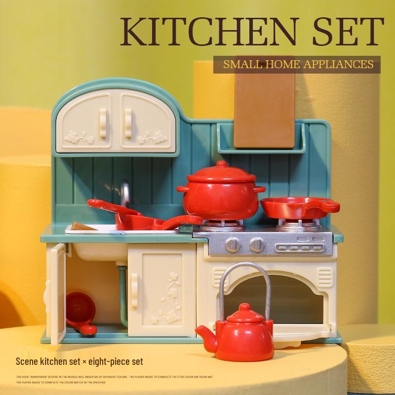 Miniature Dollhouse Furniture Toys: Living Room & Kitchen Tabletop Decor