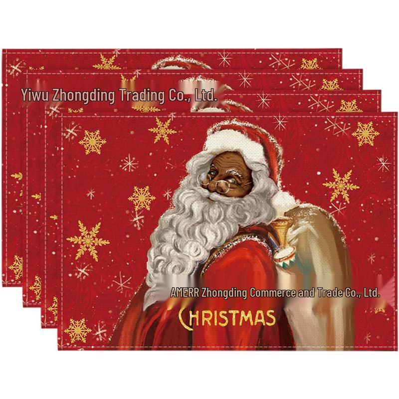 New Christmas Placemat: Pine Tree & Snowman Print, Linen, Heat-Resistant Winter Table Decor