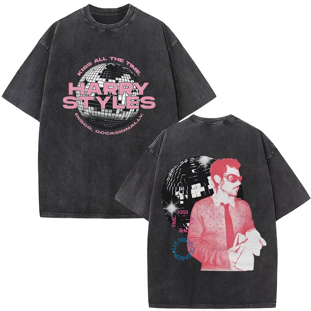 Kuss All The Time Disco Gelegentlich Album Vintage Gewaschen T-Shirts Herren Damen Kleidung Mode Hip Hop Kurze Ärmel T-Shirt