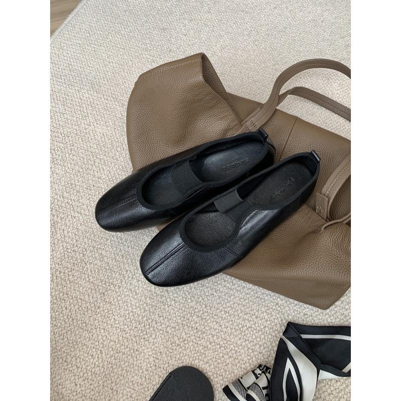 

Sheepskin~ Round Head Elastic Strap Versatile Leather Mary Jane Shoes Women s Flat Ballet Shoes 40