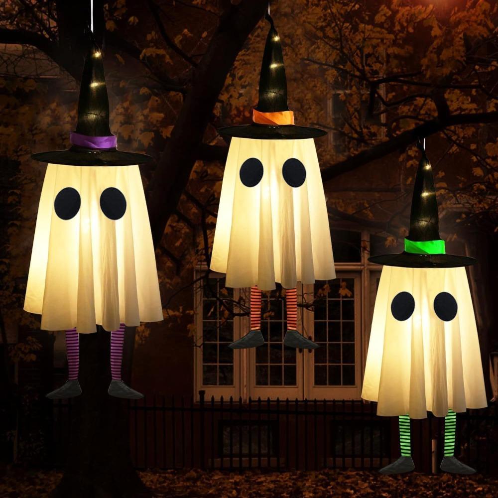 Floating Halloween Hanging Ghost Flashing Halloween Hanging Ornament  Outdoor