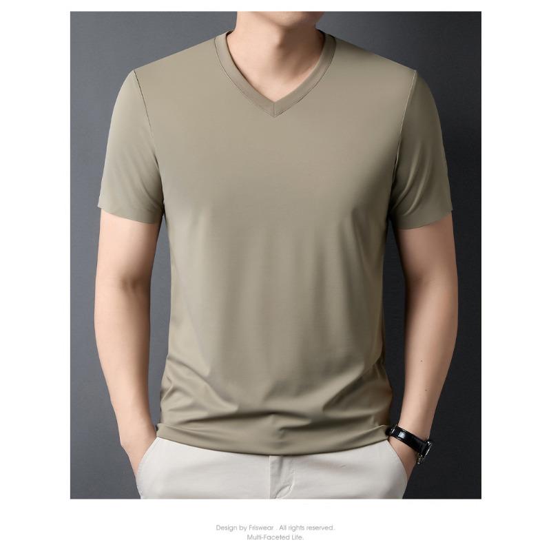 

Мужская футболка с коротким рукавом, V-образным вырезом, премиальная, повседневная, универсальная, нижняя футболка, мужская 4XL молочный белый