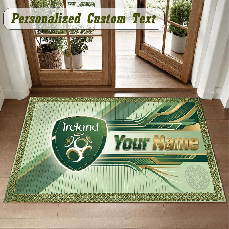Crystal Velvet Square Rug Custom NameIreland Rugby Pattern Non Slip Home Floor Decor Rug