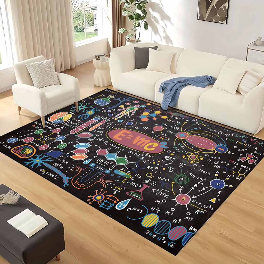 Retro Periodic Table of Elements Physics Formula Area Rug Carpet for Living Room Bedroom Home Decor,Non-slip for Sofa Doormat