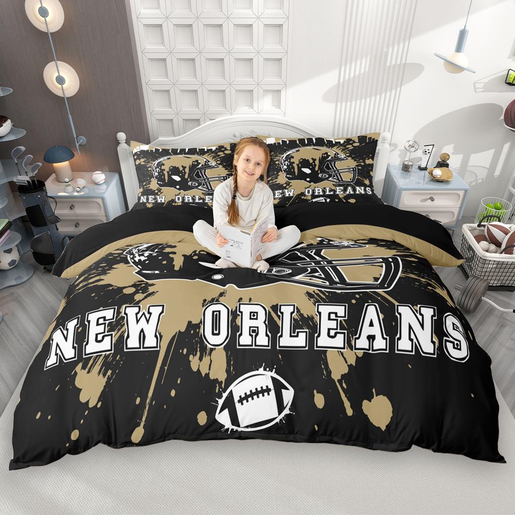 Homewish Juego de Funda Nórdica de Fútbol Americano Ciudad 2 Piezas/3 Piezas, Juego de Ropa de Cama con Casco de Rugby Graffiti, Juego de Funda de Edredón Deportivo