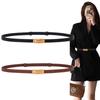 Women's 2025 Black Genuine Leather Waist-Cinching Belt for Dresses and Coats