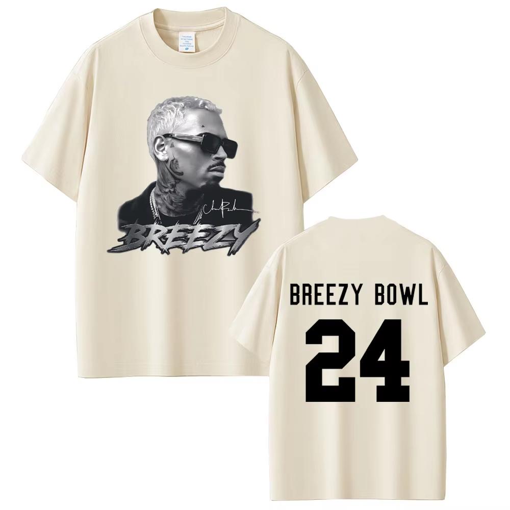 Vintage Washed Chris Brown Breezy Bowl XX Tour 2025 R&B Pop Graphic T-shirt Men Women Printed Tee Summer Casual Fashion Clothing Tops Streetwear