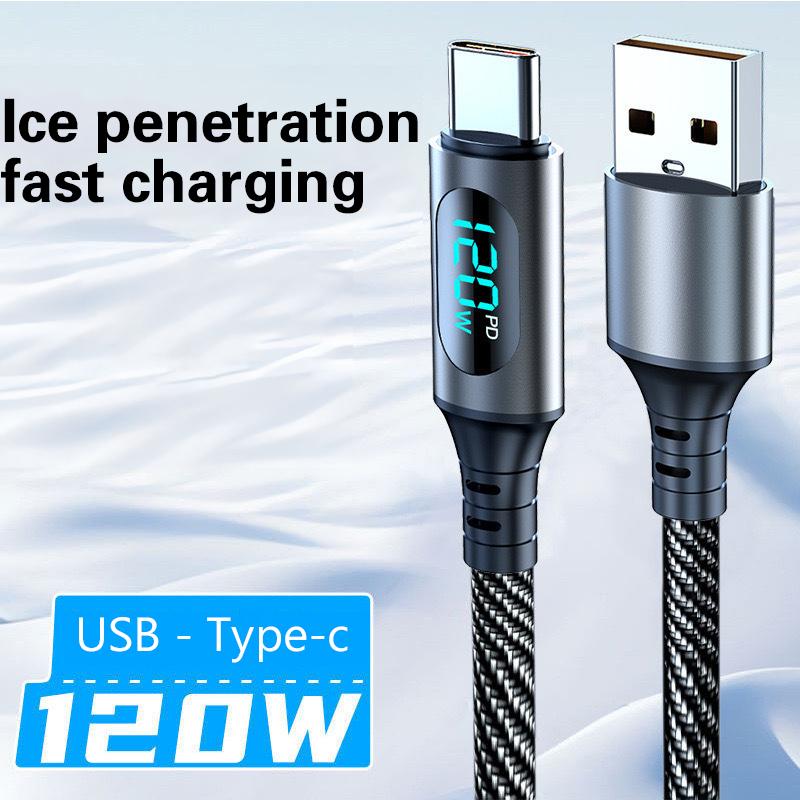 120W Usb Type C Cable For Honor Samsung Super Charge Fast Charging Usb C Charger Data Cable Wire Cord 1M 2M
