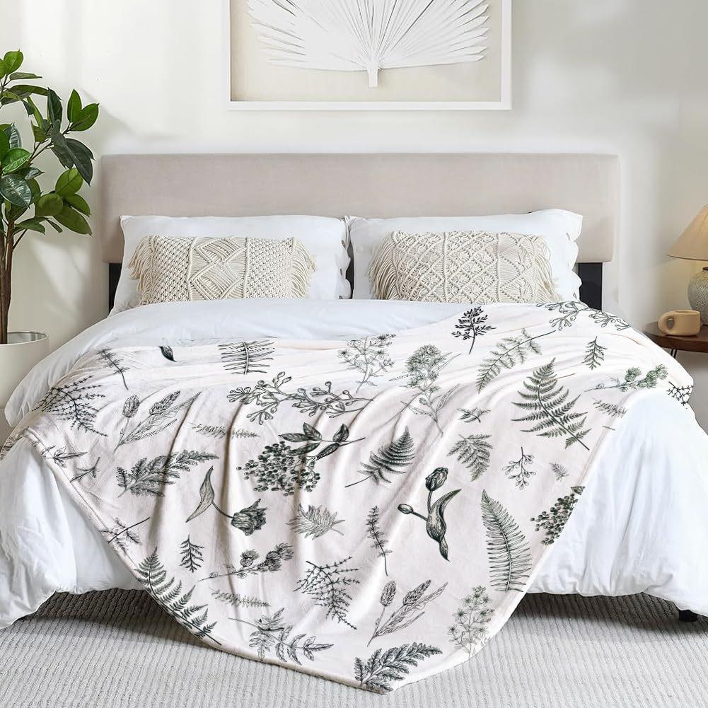 Retro Butterfly Flowers Printed Blanket for Sofa Bed Travel Camping Living Room Office Conditioning Blanket