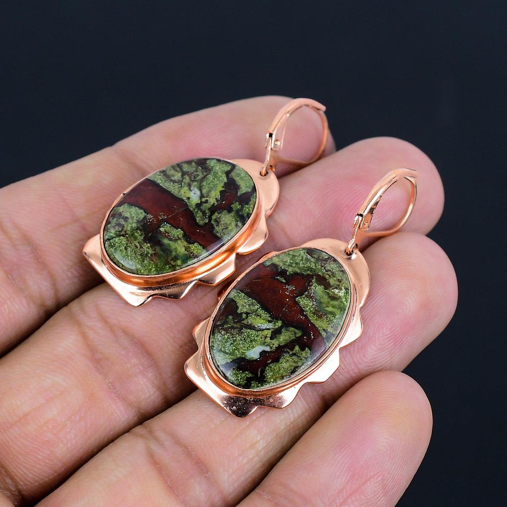 Dragon Blood Gemstone Handmade Copper Jewelry Gorgeous Earring For Women