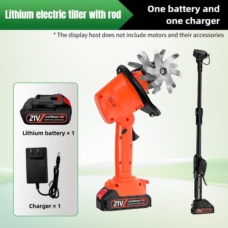 Decor Dream Tuin Draadloze Wieden Roterende Frees Multifunctionele Handbediende Elektrische Schoffel Kleine Huishoudelijke Bodem losmaakmachine SET B-With Pole-One Battery