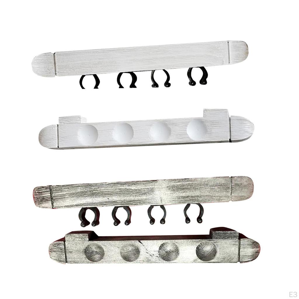 2 Pcs 4 Racks Wall Mounted Table Poles Clip Accessories Wooden Clips Pole Organizer Storage