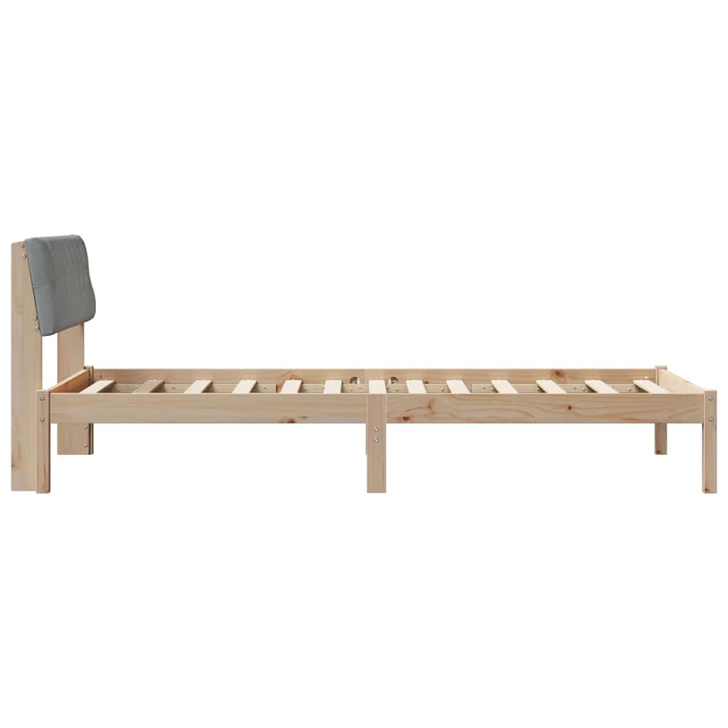 Brown and Light Grey Bed Frame 100 x 200 cm Solid Pine Wood