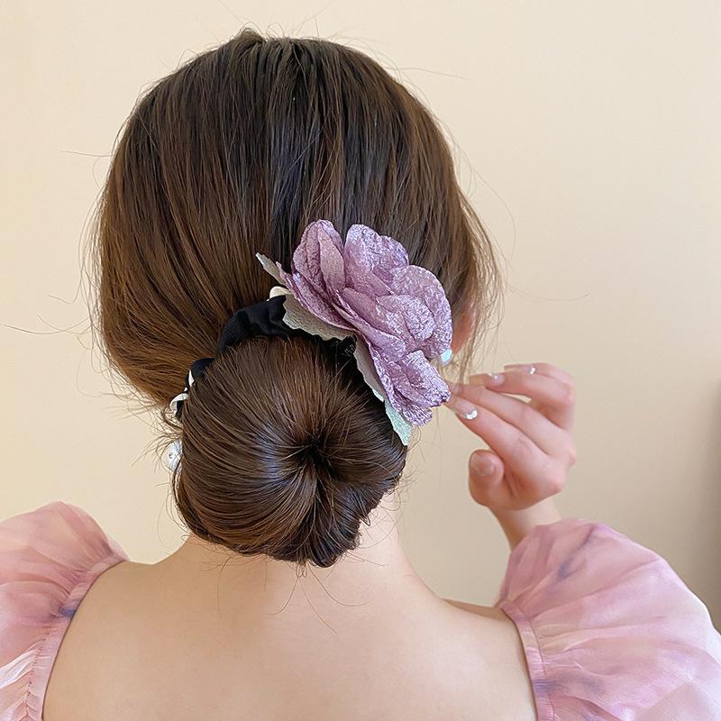 Purple butterfly flower fringed pearl grab clip disc hair clip temperament small fresh hair accessories