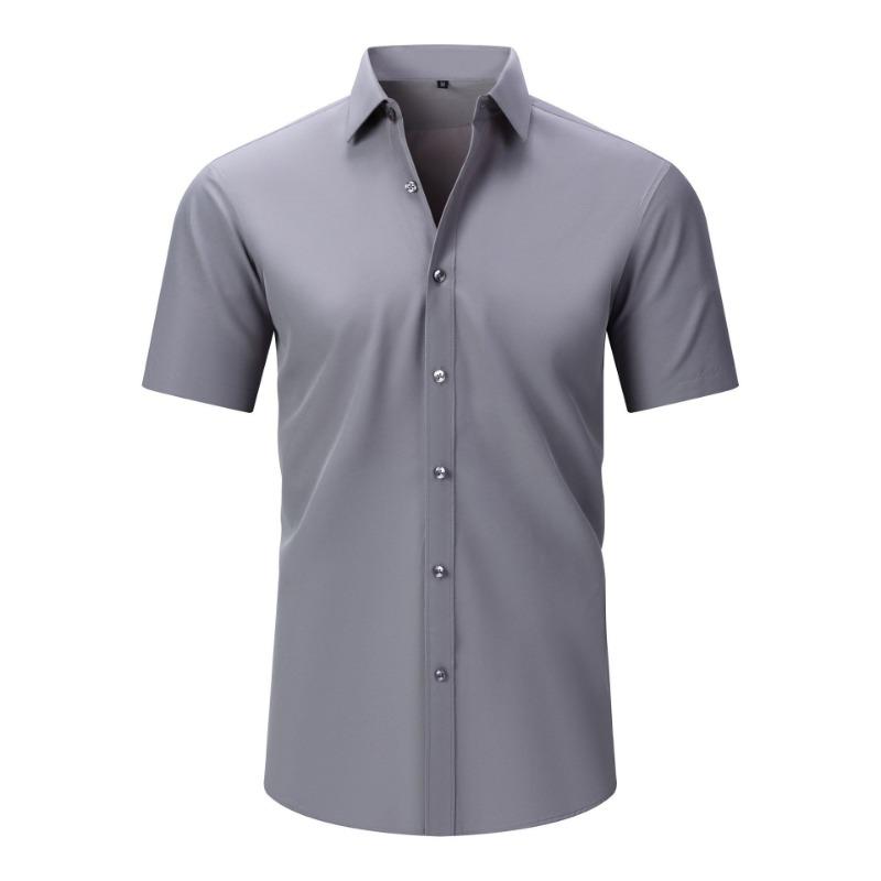 Heren Kortmouwig Effen Non-Iron Kreukvrij Grote Maat Business Casual Overhemd