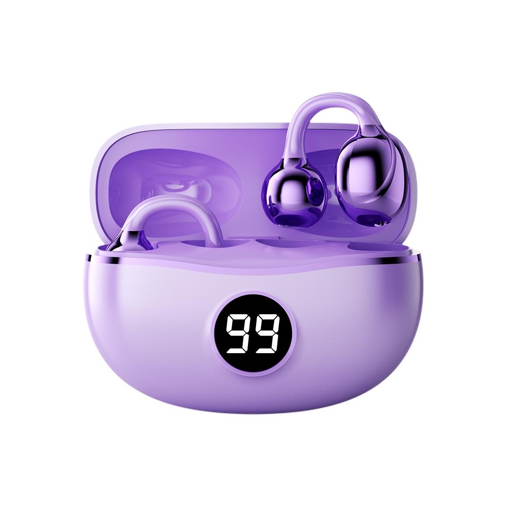 

Беспроводные наушники-клипсы Bluetooth 5.4 с длительным сроком службы батареи и дисплеем высокой четкости, стереозвуком HIFI, Bluetooth-наушники Free Size фиолетовый