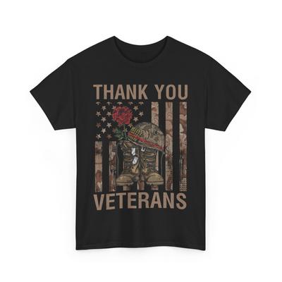 Veteran Shirt, Thank You Veterans Camo American Flag Army Military Shirt
