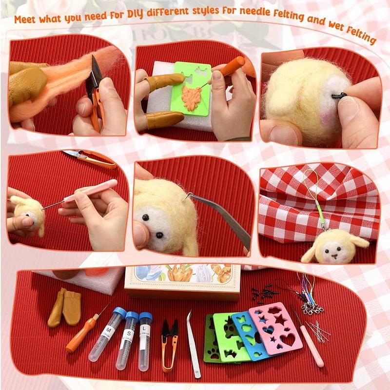 BUDDUR Kit de împâslire a lânii cu 20 de culori, cu ace de împâslire și instrucțiuni pentru confecționarea de țesături DIY, pachet de materiale nefinisate