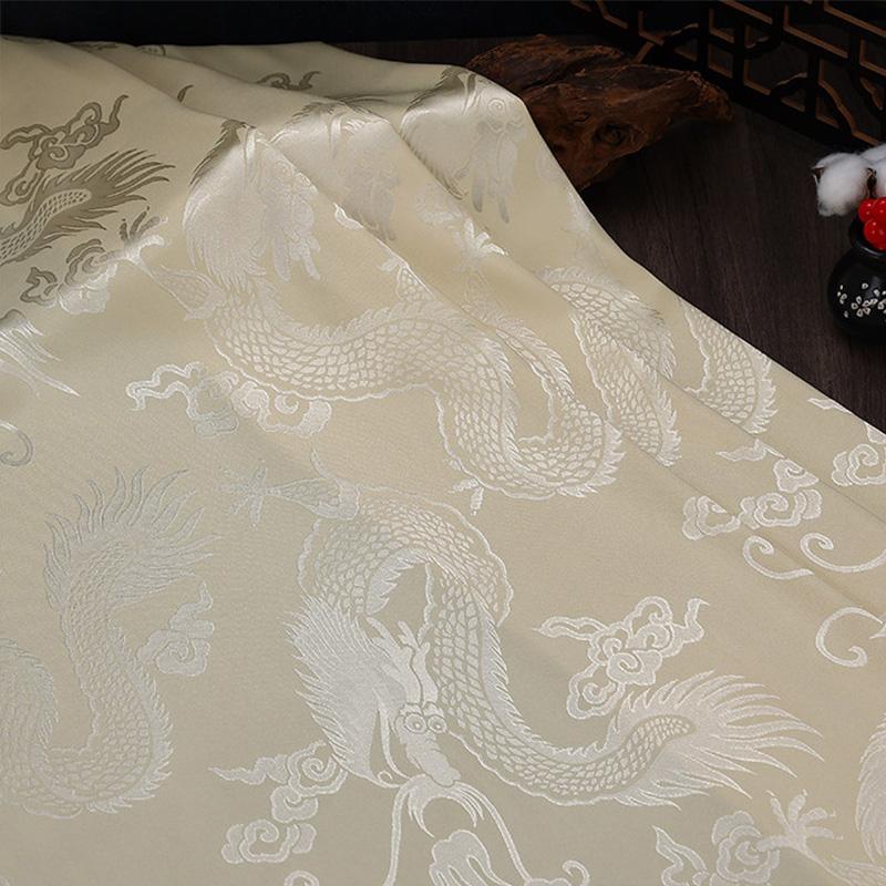 Chinese Style Phoenix Dragon Pattern Fabric Jacquard Satin Brocade Material for Diy Sewing Ancient Costume Hanfu Opera Costumes 100x150cm