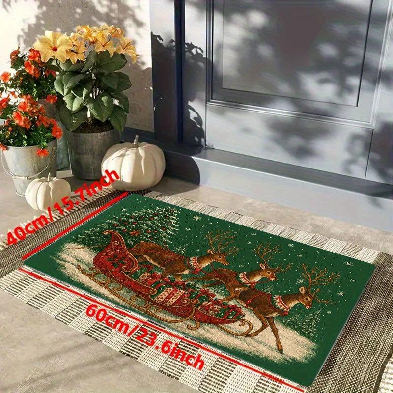 1Pcs Anti Fatigue Kitchen Rugs Christmas Reindeer Print Waterproof Non-Slip Thick Cushioned Kitchen Mat Heavy Duty Comfort Standing Mat for Kitchen