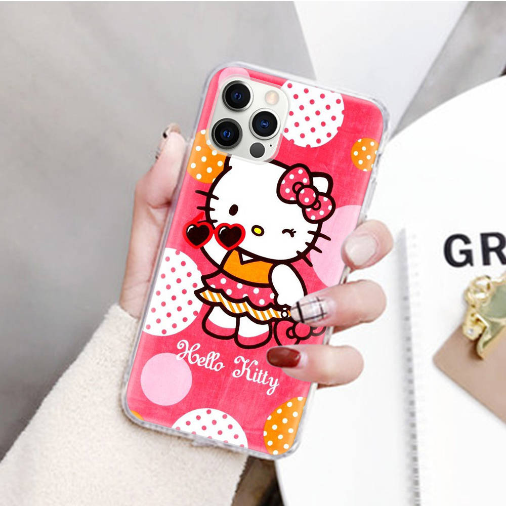 JZ3 Love Hello Kitty Transparent Case for Samsung A04 A14 A23 M33 M53 Realme 10 9 C35 C55 VIVO Y02 X80 Infinix Hot 30 Note 11 Tecno Spark 8P Pro