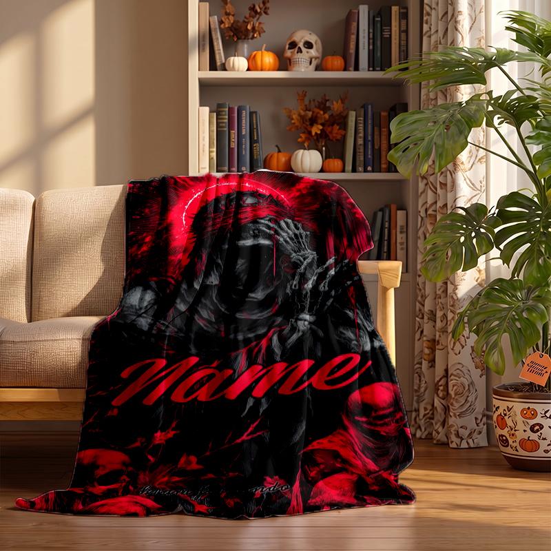 Dark Gothic Custom Flannel Blankets Soft Warm Cozy Throws for Home Decor Holiday Gifts