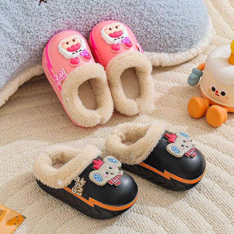 New EVA Cotton Slippers Summer Cartoon Cute Non-Slip Indoor Warm Thick Bottom Slippers Baby Cotton Shoes