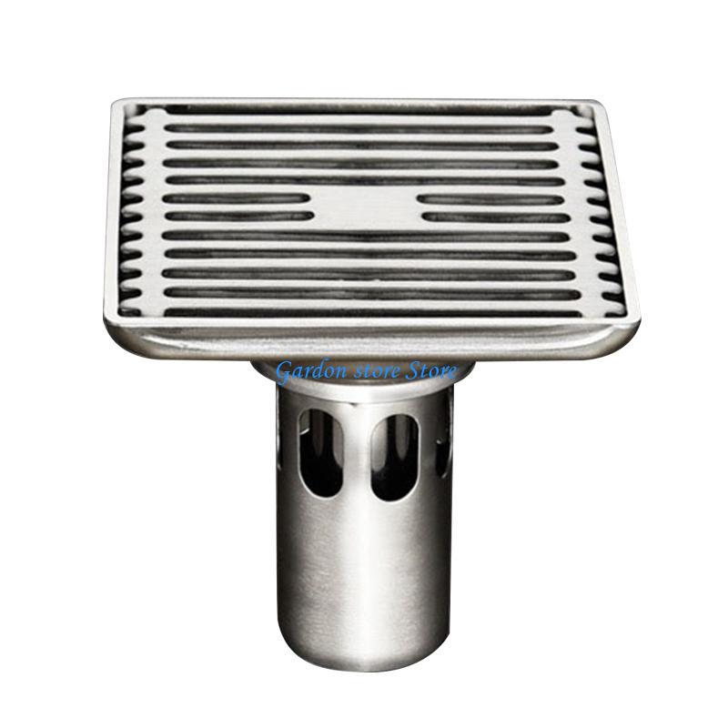 B0KB Bathroom Anti-reflux Floor Drain Quick Drain Square Hair Catcher Anti-blocking Shower Drain Strainers Easy to Install