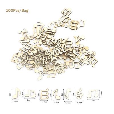 100Pcs Wood Pieces Natural Wood Color Note Shape DIY Wood Ornaments for Album Collage