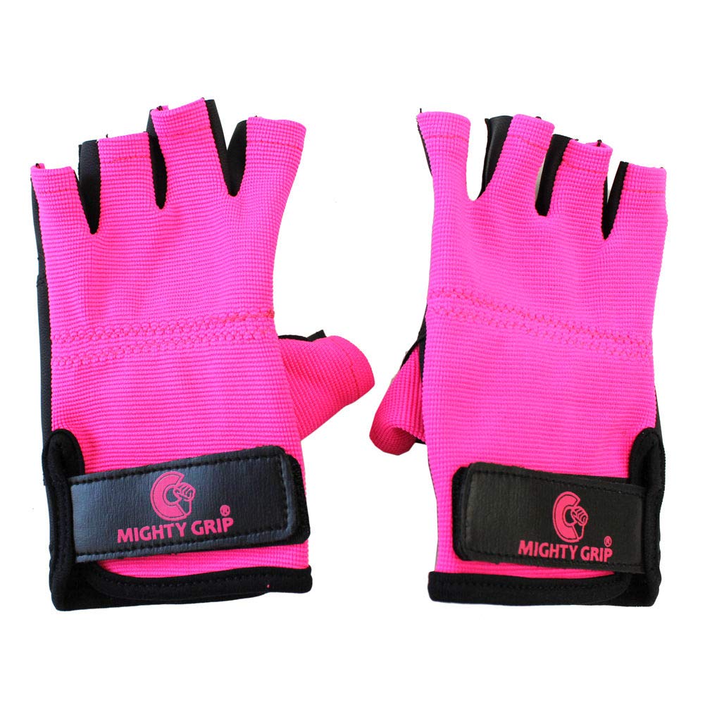 Mighty Grip Handschuhe ohne Bündchen für Pole Dance (Knallpink, M)