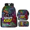 NINJA KIDZ Conjunto de 3 Peças Mochila Escolar Infantil com Bolsa de Ombro Estojos Mochilas Escolares para Meninos Meninas Melhor Presente