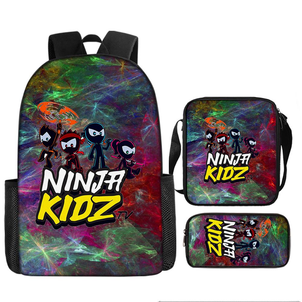 NINJA KIDZ 3-delige Set Kinder Schoolrugzak met Schoudertas Etui Schooltassen voor Jongens Meisjes Beste Cadeau