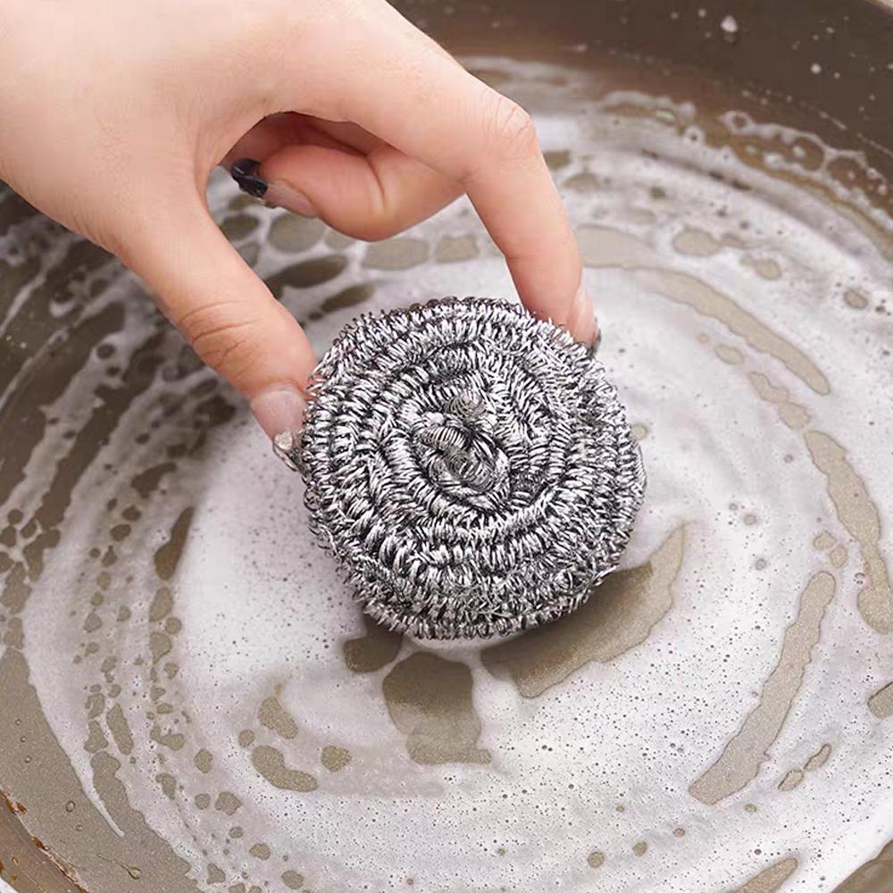 Brosses à billes de nettoyage en fil d'acier Produits de nettoyage ménagers Éponges à vaisselle avec fil Ustensiles de cuisine Élimine la rouille et les brûlures