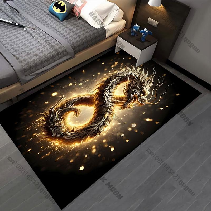 Majestic Golden Dragon Glowing Carpet Yoga Living Room Room Decor Children's Crawling Mat Doormat Area Rug Games Mat