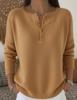Maglione da Donna a Manica Lunga con Scollo a V e Dettaglio Bottoni, Vestibilità Larga, Pullover Casual