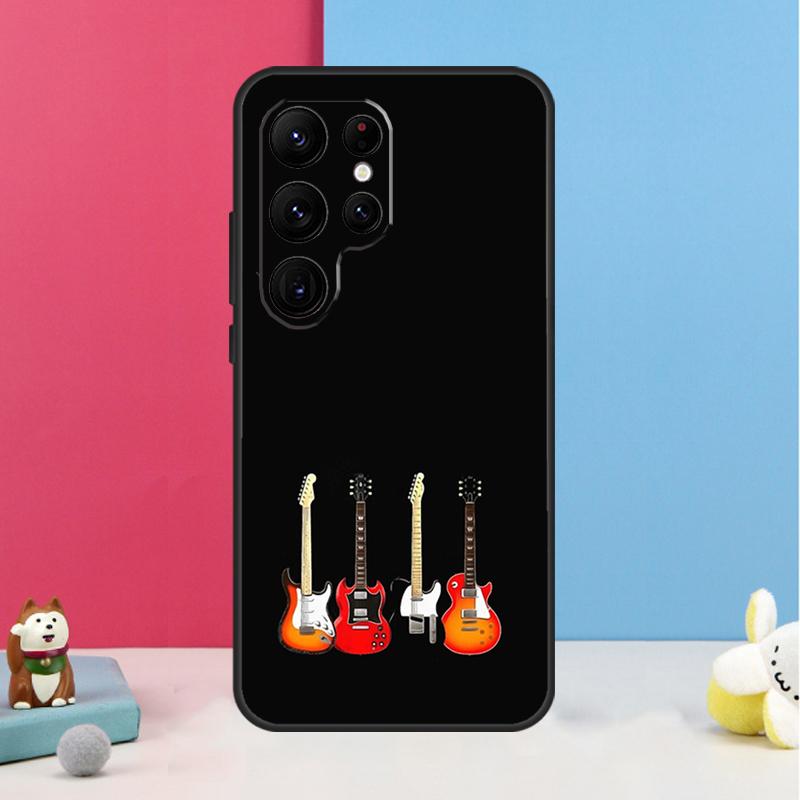Vintage Music Guitars Case For Samsung Galaxy S23 Ultra S24 S22 Note 20 10 Plus S8 S9 S10 S21 S20 FE Back Cover