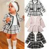 Citgeett Fall Autumn Winter Kid Baby Girl Dress Plaid Coat Foramal Party Dresses Clothes Set Fashion Outfit Gift