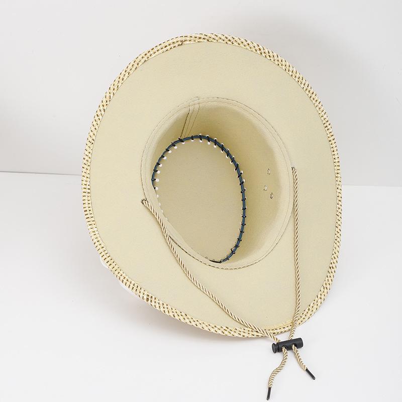 JYL TS DIY Paper Straw Cowboy Hat Outdoor Sun Protection Paper Straw
