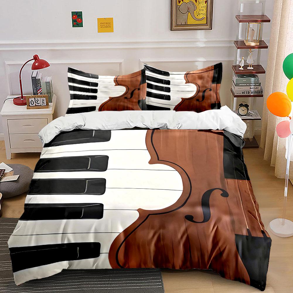 Piano keys and violin. Bedding sets Duvet cover sets Duvet covers Pillowcases(1 * Duvet Cover 2 * Pillowcases without duvet insert) 135x200cm