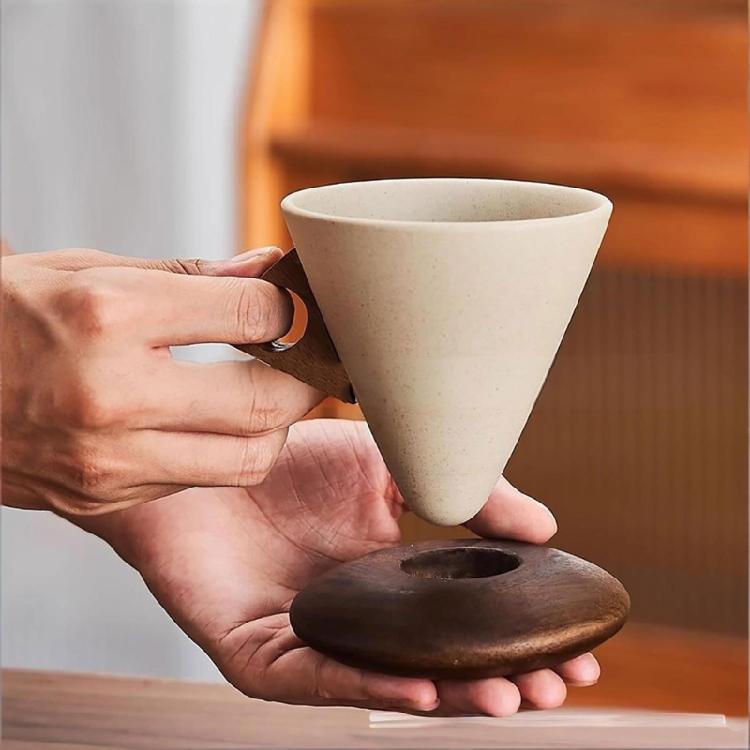 Beautiful Tapered Coffee Cup Ceramic Construction Preserves Heat Microwave Dishwasher Safe Comfort Hold Excellent Gift