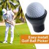 Černý gumový sběrač golfových míčků, přísavka na sbírání golfových míčků, nástroj na sbírání míčků pro grip golfové hole, golfové příslušenství