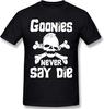 Goonies Never Say Die T Shirt Men Summer New Classic-Fit Short Sleeves Novelty Cotton Shirt Black