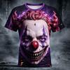 Halloween Herren Optische Täuschung Gruseliger Clown 3D T-Shirt Kurzarm T-Shirt 3D Druck Rundhals Shirt Horror Club Partykleidung
