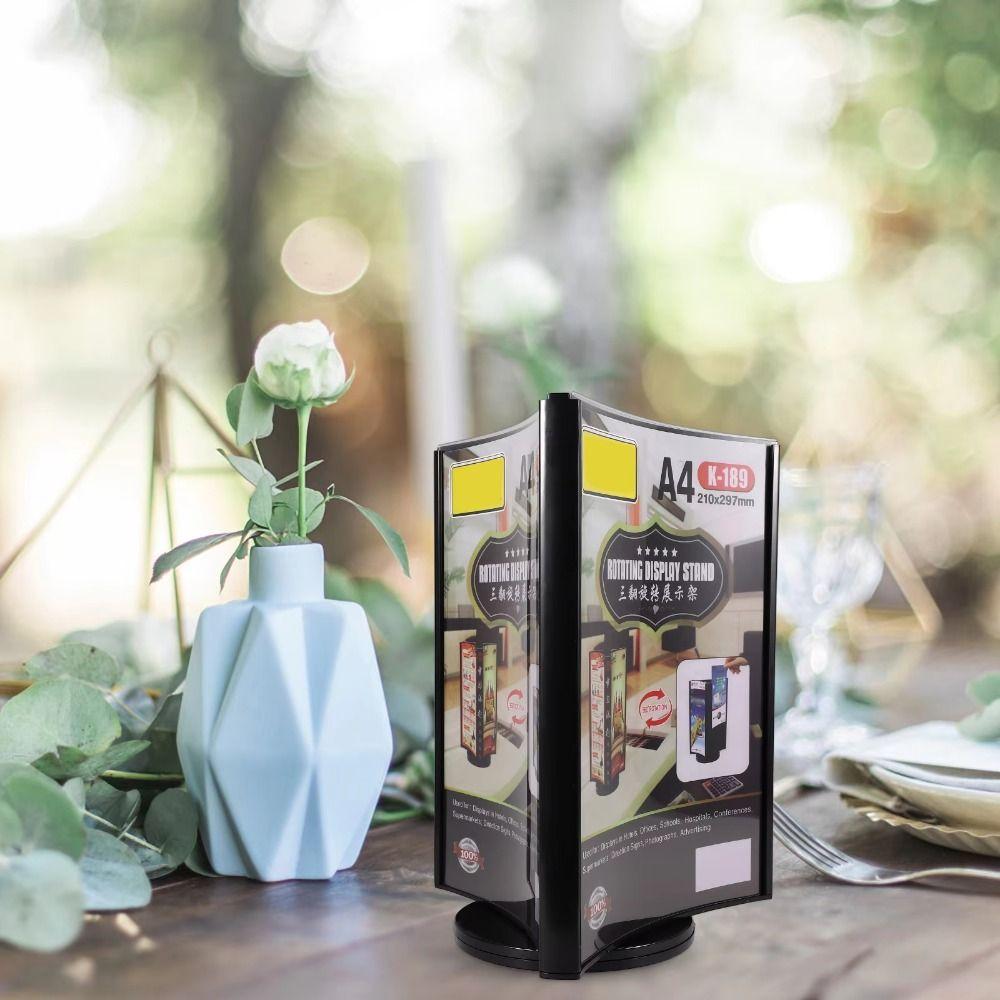Transparent Menu Display Stand Three-Sided Vertical Price Tag Rack  Offices