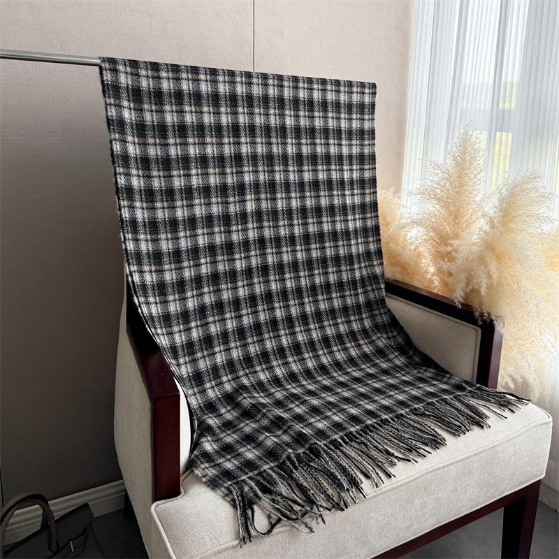 

Женский зимний клетчатый шарф - Толстый двусторонний дизайн с кисточками, Мягкий теплый шарф для шеи для улицы, Дышащий и декоративный, Идеален для повседневных выходов 200X66cm with tassel