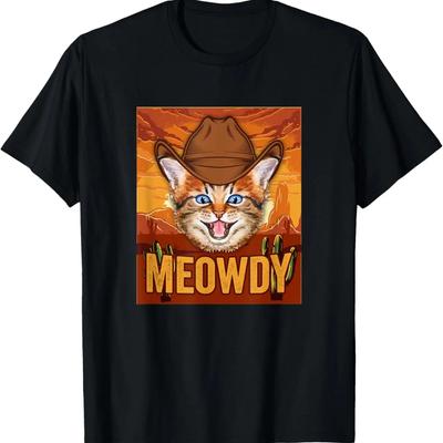 Meowdy Cat Howdy Cowboy Texas Cat Meme Kitten Lovers Funny T-Shirt