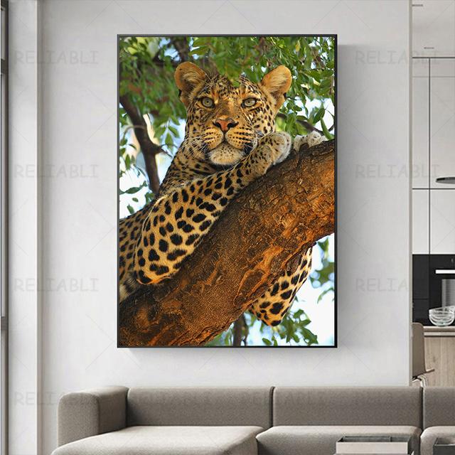 Leopard Pictures Big Cat Posters and Pirnts Animal Canvas Painting Wildlife Wall Art for Living Room Decor Home Decoration