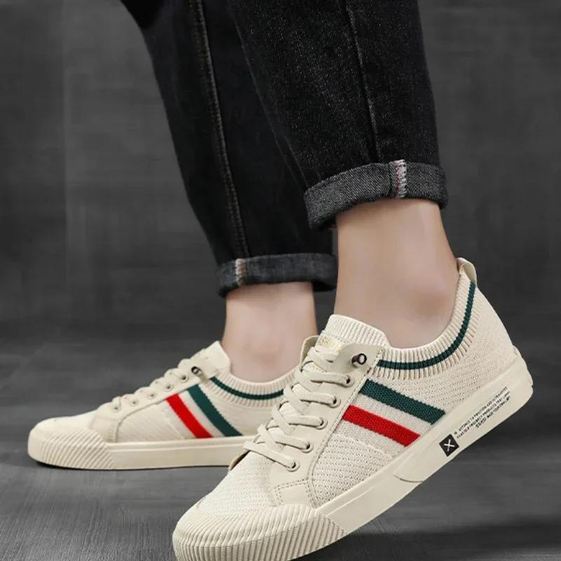 2024Fashion Male Stylish Shoes Men Sneakers Branded Casual Loafers Light BreathableMesh Lightweight Flats Shoes Tenis Masculino